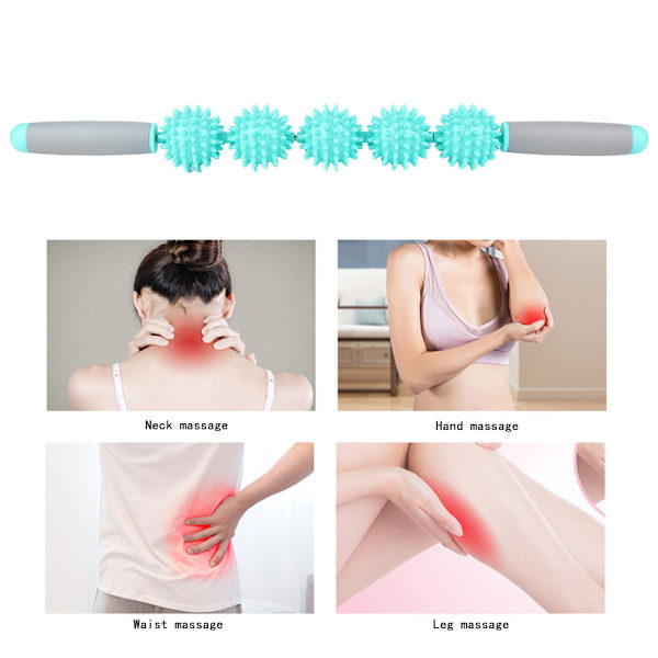 Muskelrullemassasje Relax Yoga Fascia Stick med 5 piggete baller for Sport Fitness