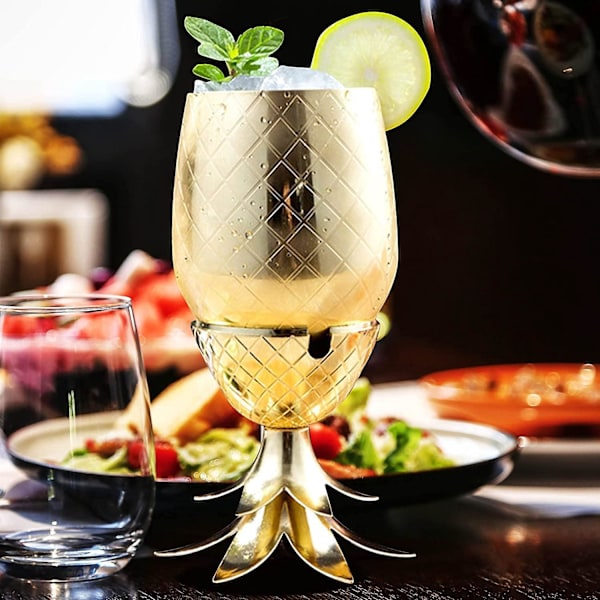 Ananas Glass Metallkrus Moscow Mule Kopp DIY Vinglassdekorasjoner for Hjemmebartilbehør Restaurantbruk