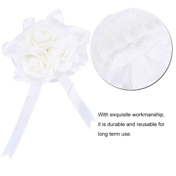 Vakker håndblomst brudepike håndledd Corsage Bryllupsdekorasjoner (hvitt bånd)