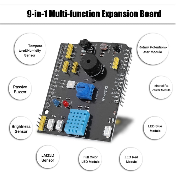 9-i-1 multifunksjonsmodul ekspansjonskortsummer for LM35 LED-modul
