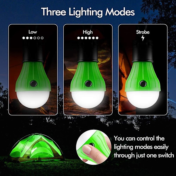 Bärbar LED-Tältlampa 4-pack Clip-krok Nödljus Orkanlampor Campinglyktor Glödlampor