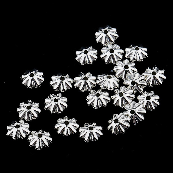 2 x 100 st Glitter Silver Alloy Daisy Spacer Pärlor 7,5 mm DIY Handgjorda Smycken