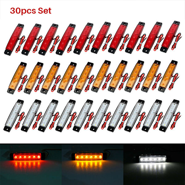 30 st 6 LED-positionsljus för lastbilar, bussar och släpvagnar