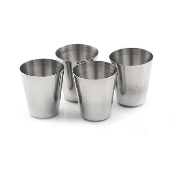 Nytt 4 stk Camping / Reise Rustfritt Stål Shotglass Sett