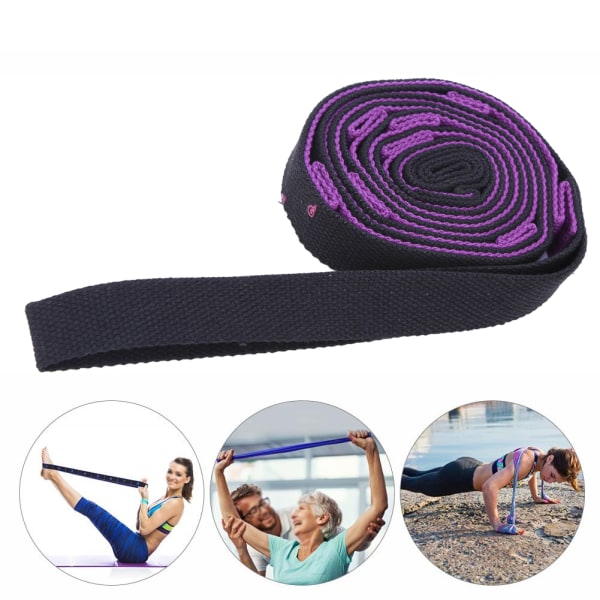 2 m Yoga Stretch Bältesrep Ökad flexibilitet Benträningsband Rem för träning Fitness Gym (lila svart)