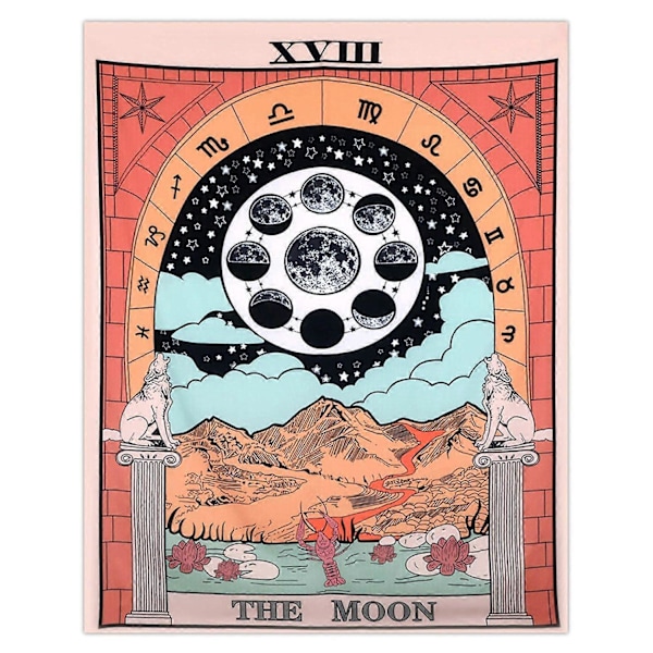 Tarot Seinävaate Kuu, Tähti ja Aurinko Keskiaikainen Eurooppalainen Ennustus Seinävaate Salaperäinen