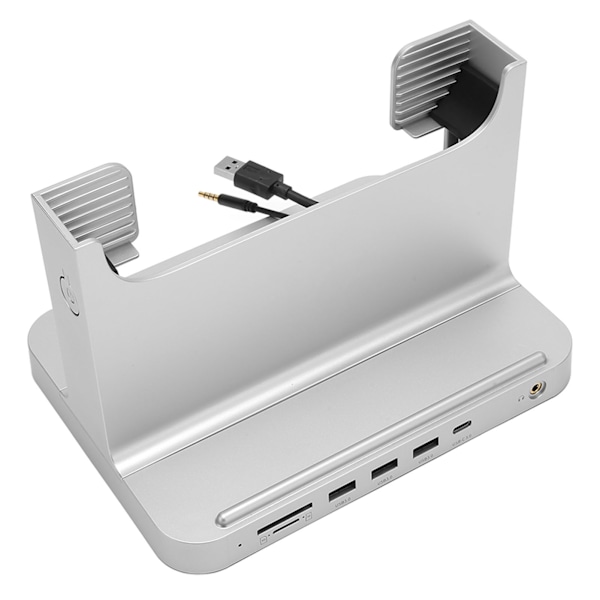 Vertikal PC-ställ 8 i 1 Dockningsstation Stabil Signalöverföring Mini PC-ställ för OS X Office Interface Expansion Silver Färg