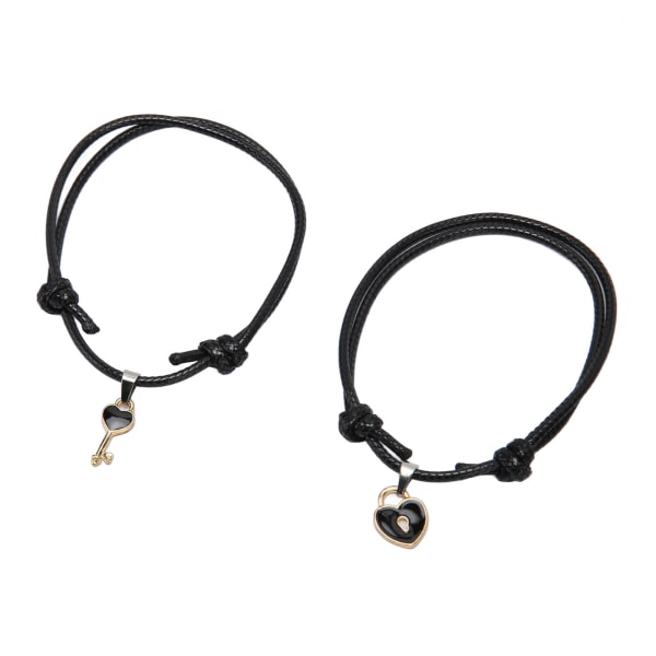 10 stk Hjerteform armbånd Nylon reb Længde Justerbar Let Match Stilfuldt Armbånd Smykker til Par Kvinder Mænd Gave Sort
