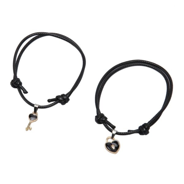 10 stk hjerteform armbånd nylon tau lengde Justerbar Lett match Stilig armbånd smykker for par kvinner menn gave svart