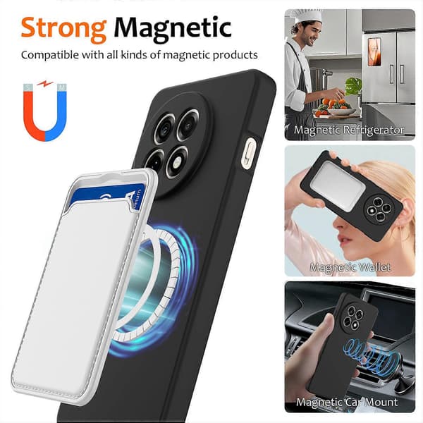 Compatible with OnePlus Ace 5 5G / OnePlus Ace 5 Pro 5G / OnePlus 13R 5G Case Compatible with MagSafe Anti-Drop Liquid Silicone Pho Black