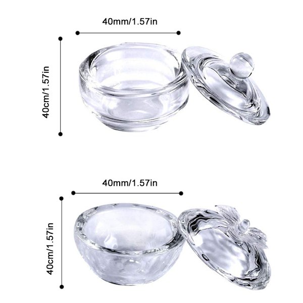 Mini glas nagelkonst akryl vätska pulver Dappen skål skål glas kristall kopp med lock för nagelkonst manikyrvård verktyg