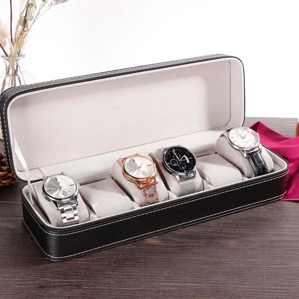 Stilfuld 6 Slots Lynlås Ur Opbevaringsdisplayboks Armbåndsur Etui