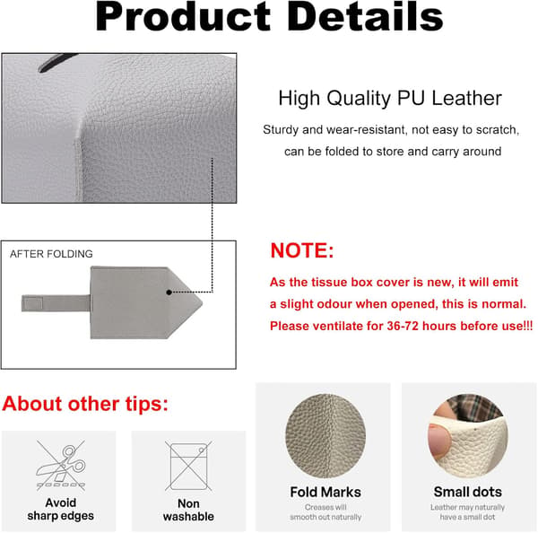 Paper Holder, Square PU Leather Paper Holder, Waterproof Modern Paper Holder with Bottom Strap, Decorative Foldable Paper Holder