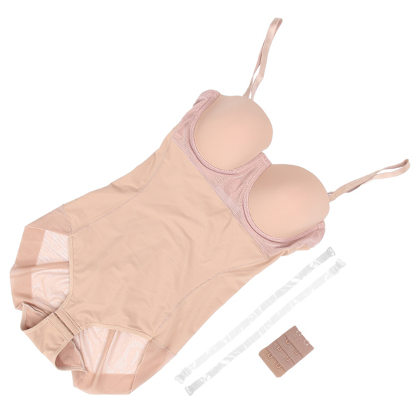 Waist trainer Shapewear för kvinnor med BH Smalning Magkontroll Helkroppsbody (Kaffe)L(36B)