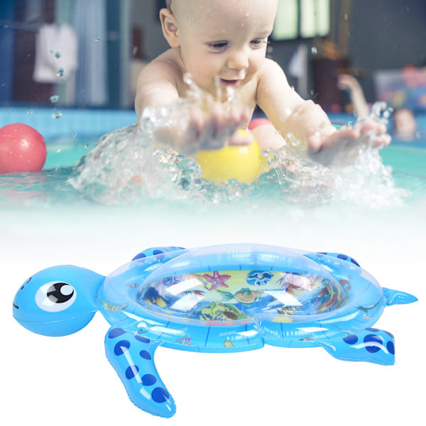 Oppustelig vandmåtte Tummy Time Skildpaddeformet fortykket babylegemåtte Blå