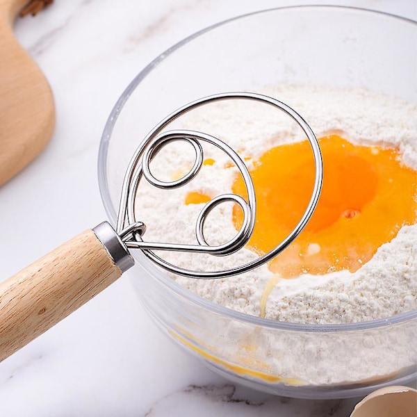 Rostfritt Stål Dansk Degvisp för Brödbakning - Perfekt för Kakor, Pizza, Bakverk och Kex