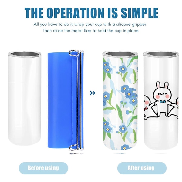 2 st 20 Oz Silikon Tumbler Wrap Sublimering Silikonband Blå