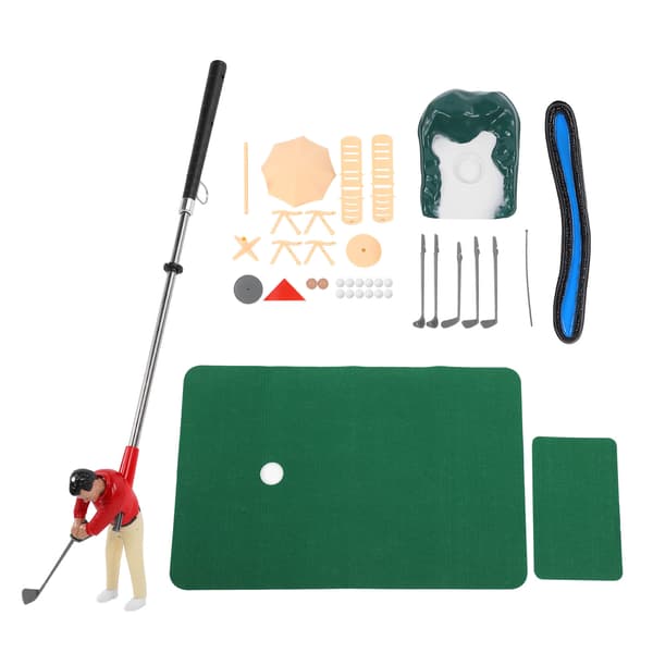 Inomhus Minigolf Spelkit Golfset Leksak med Grön Matta Putter Boll Stolar för Barn