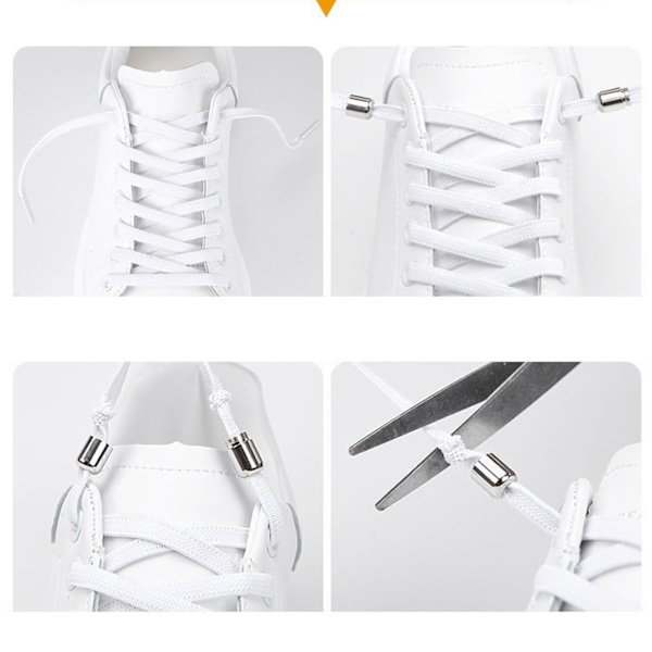 2 par doven snørebånd uden elastik med unikt roterende design - elastiske snørebånd til sneakers