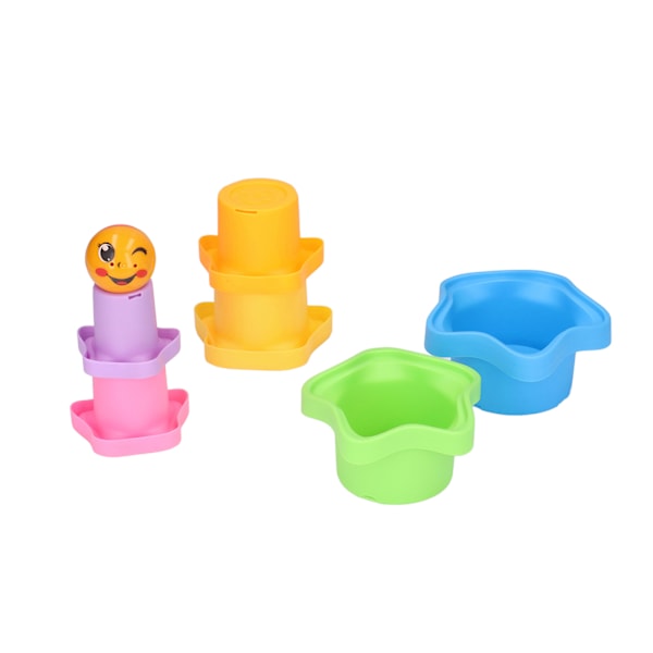 6 stk stablekopper med dreneringshulldesign DIY pedagogisk trygt form plastmaterial baby stableleker for alder over 6 måneder