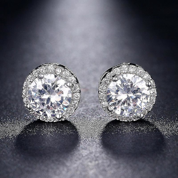 Elegant White Zircon Stud Earring EG195-silver