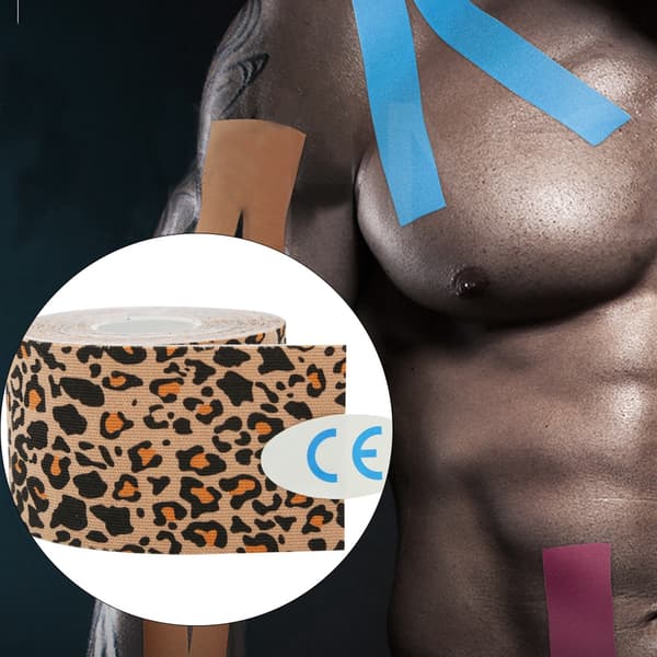 Elastisk bomulds sportstape til forstuvninger, skader, muskeltape, støttebind, leopardprint