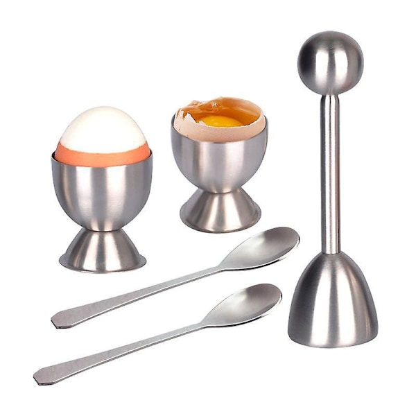 Eggåpner og skjesett i rustfritt stål - Kjøkkenredskaper for enkel åpning og servering av egg