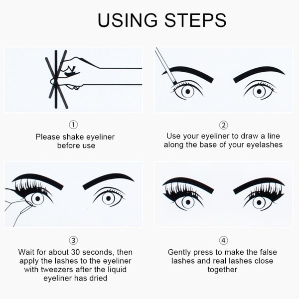 3 par lösögonfransar flytande eyeliner set Vattenfast ögonmakeup-verktyg3D-02