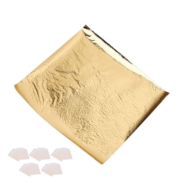 5 påsar Konstnärliga bladguldsark Multipurpose Metallic Imitera guldfolieark för konstförgyllning hantverk