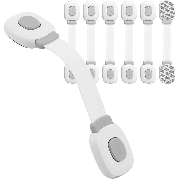 Harmaa baby set: 6 osaa ovi, laatikon ja kaapin salvat, jääkaapin lukot