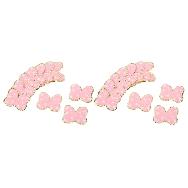 20 st Rosett Stryk på Patches Mode Rosa Söt DIY Rosett Sy Broderi Chenille Patches för ryggsäckar Kläder Jackor