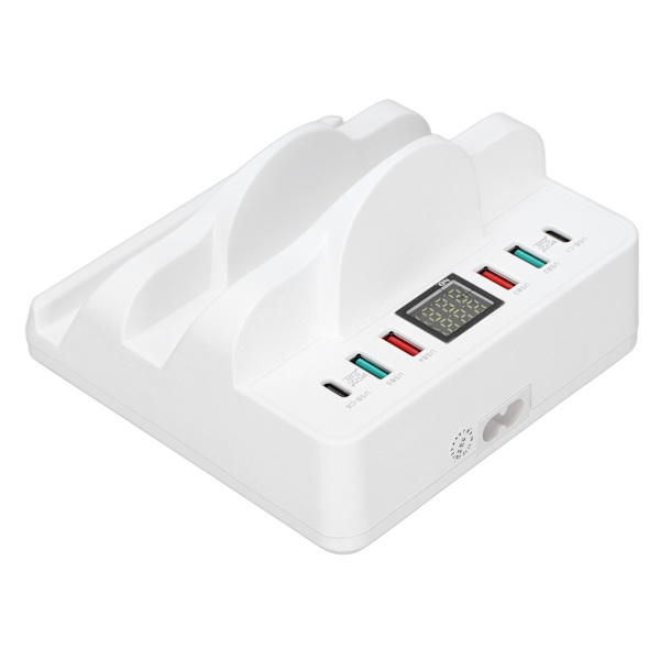 Trådlös laddningshubb USB-laddningsstation Dock QC3.0 PD Snabbladdning med display för flera enheter UK-kontakt 100‑240V