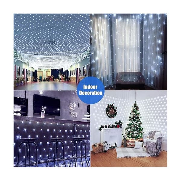 Net String Lights, 96 LED Net Lights 1.5M x 1.5M, 8 Modes, Waterproof, Dimmable for Bedroom, Christmas, Wedding, Party, Home, Garden, White