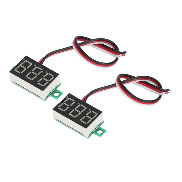 2 stk. Digital Voltmeter Spændingsmåler 3 Ledninger 0,36in Grøn LED Display DC0.00V‑30.0V