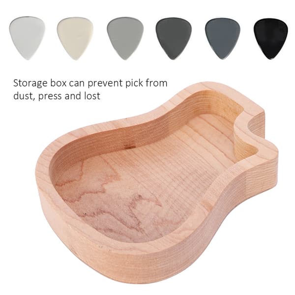 Gitarrplektrumbox i lönnträ, delikat förvaringsfodral för gitarr, musikinstrumenttillbehör