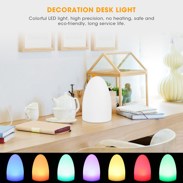 USB-lading LED Egg Nattlampe Fjernkontroll 16 RGB Farge Øyebeskyttelse Bordlys for hotellrom (10x15CM (Lading)