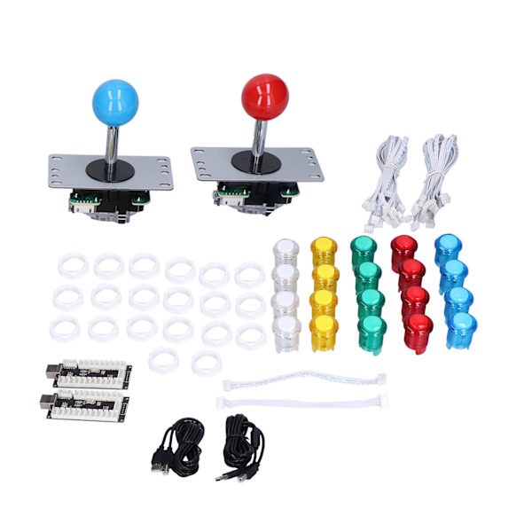 QM070906 Tvåspelarversion Arkadspel DIY-kit LED-knapp 8-vägs joystick för Windows Arkadspel