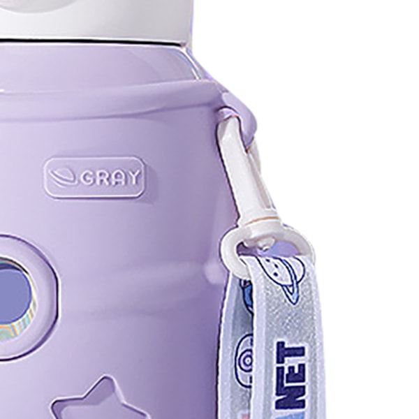 500 ml:n ruostumattomasta teräksestä valmistettu tyhjiöeristetty muki kannella ja oljella, lasten kuppipullo, violetti
