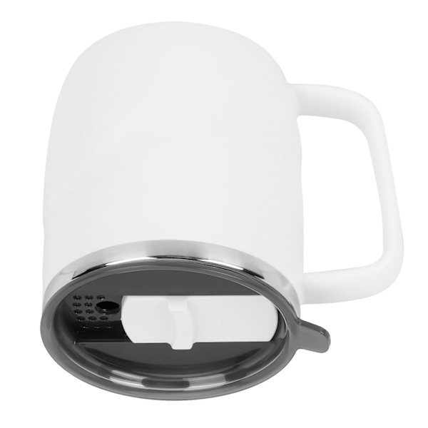 400 ml Kaffeemugg i Rostfritt Stål Anti-Skållande Vattenkopp med Lock för Hemmakontor Underbar Present (Vit)