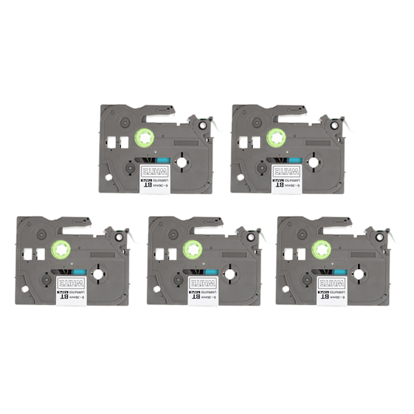 5 stk Label Maker Tape 9mm Lamineret Vandtæt Farveægte Multi Purpose Labeler Tape til PT D210 PT D200 PT H110 PT D400 Hvid På Grøn Bze 725