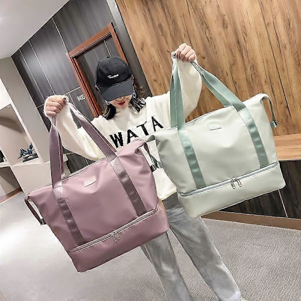 Lilla Farve Letvægts Foldbar Rejsetaske Duffel Bag med Skorum Bærbar Bagage Stor Størrelse Kabinekuffert Weekendtaske Strandtaske Vandtæt