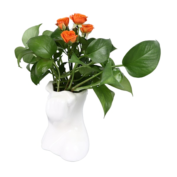 Menneskeligt ansigt kunst keramisk vase udsøgt stabil hovedformet statue kunst vase til hjem bryllup kontor dekoration hvid