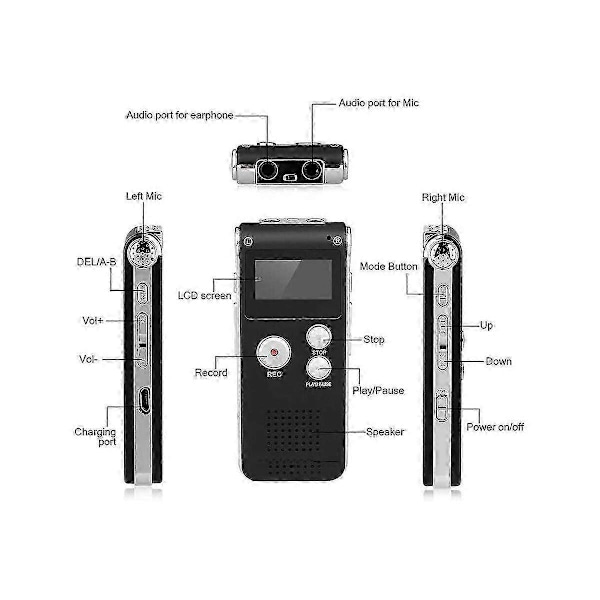 Paranormal Utrustning Digital EVP Röstaktiverad Inspelare USB US 8GB (Svart)