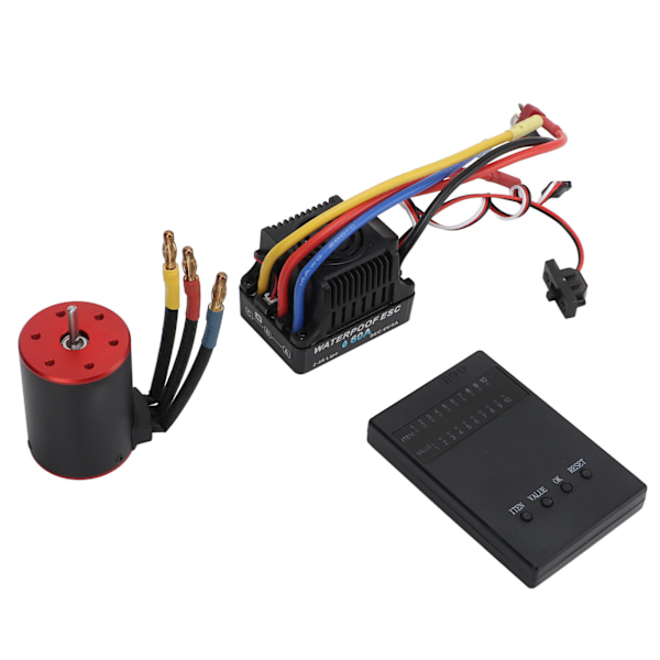60A børsteløs ESC med programmeringskort 2300kv børsteløs motor med 4 mm bananplugbøjle til 1/10 1/8 RC bil lastbil