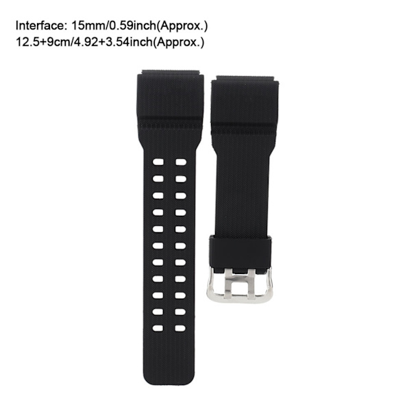 15 mm mjuk PU watch Byte av armbandsrem Passar för GG 1000 GWG 100 GSG 100 (svart)