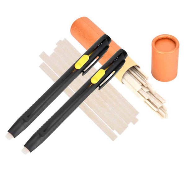 Auto Vanishing Läder Tyg Marker 2st Pennskal 20 Wax Strips Disappe Pens