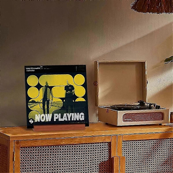 Lysande \"Now Playing\" Vinylskivställ Väggfäste, \"Now Playing\" Skivspelare Ställ, Trä Akryl