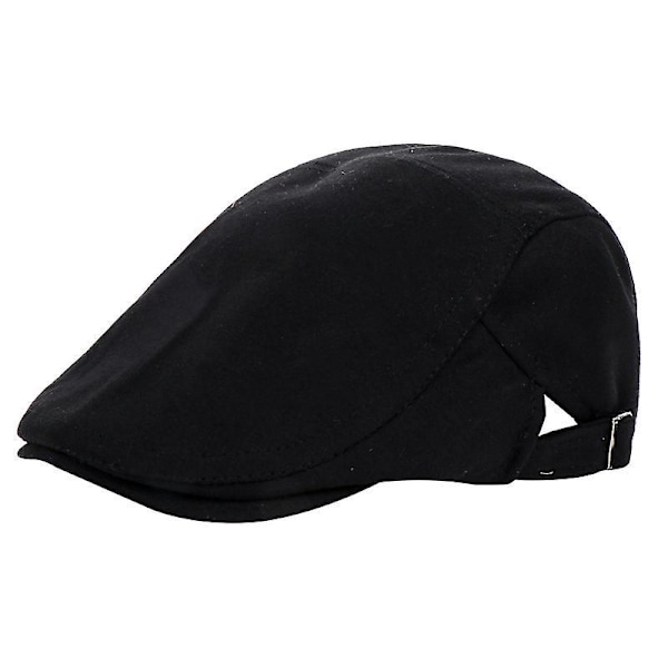Baskerhatt Herr Justerbar Platt Vintage Hatt，Svart L（58-60cm）