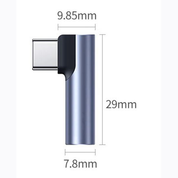 Type-C - 3,5 mm:n sovitin, suorakulmainen, kirkas ääni, viiveetön AUX-kuulokeliitäntä, sovitin puhelimeen ja tablettiin