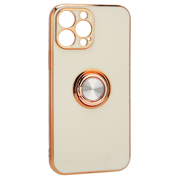 Mobiltelefonskall roségull galvanisert ringtelefonveske, ultratynt, mykt TPU-telefondeksel for IPhone 13 Pro hvit, dame